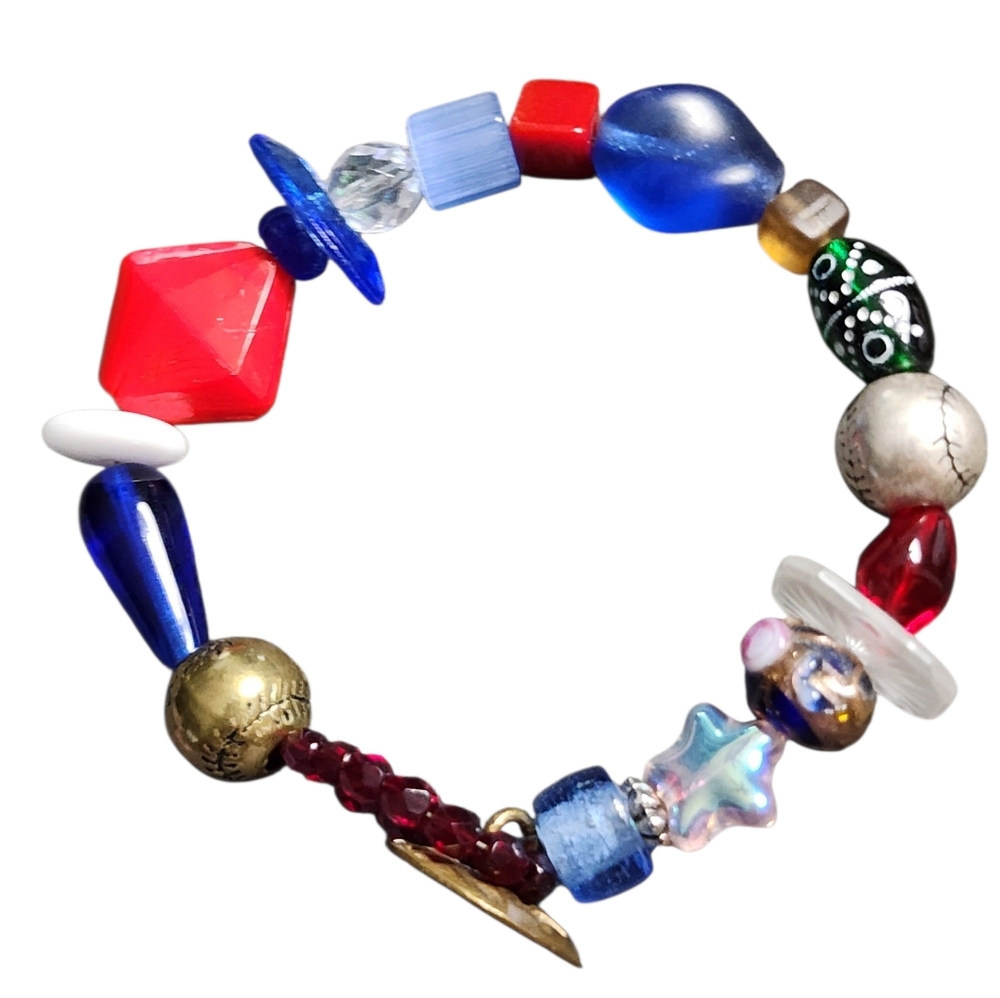 Handmade Beaded Colorful Baseball Bracelet